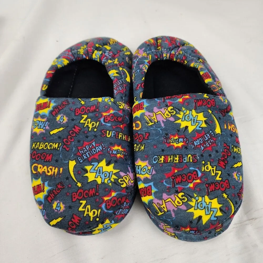 Toddler Boy's Size 12-13 Warm Plush Indoor Slippers with Memory Foam Slip-on